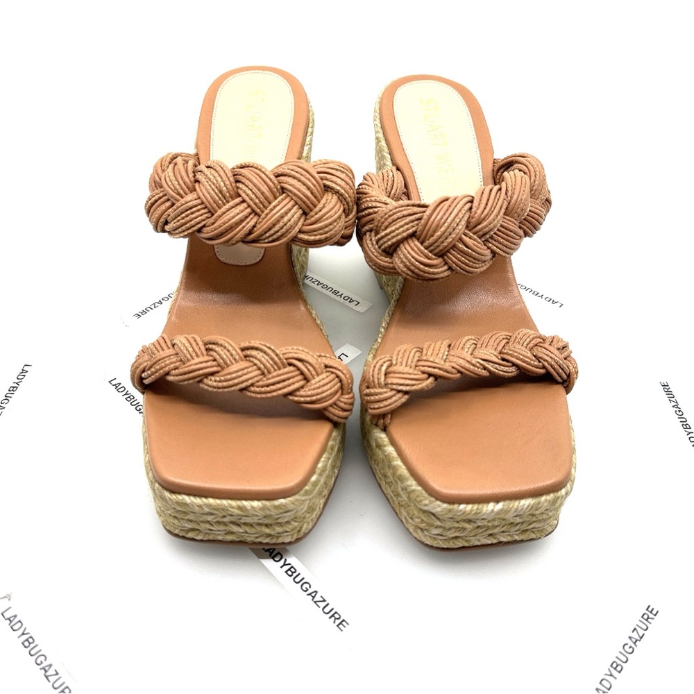 NWOB Stuart Weitzmam Women's Braided Espadrille Platform Slide Sandals Size 9.5